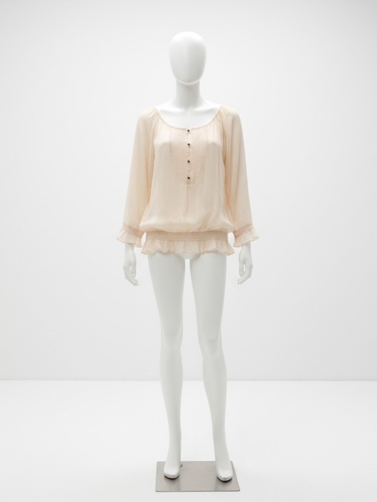 Dynamite Tops - Dynamite Sheer Cream Peasant Blouse
